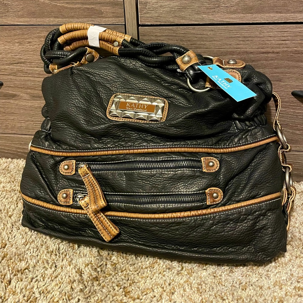 Kathy Van Zeeland Black Leather Purse